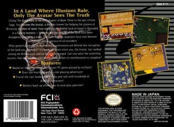 Ultima - The Black Gate (USA) box cover back